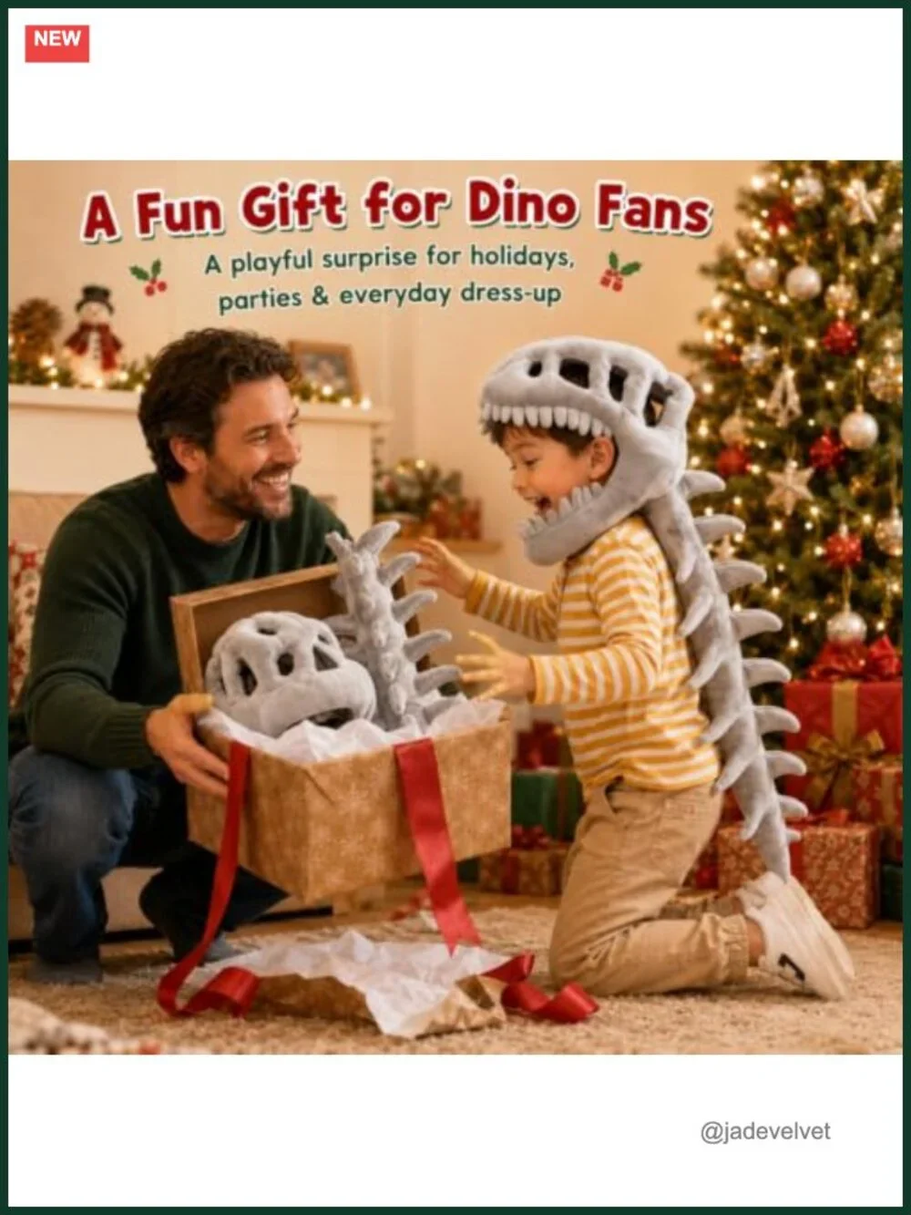 3D Spinosaurus Skull Mask with Plush Spine Tail Halloween Costume